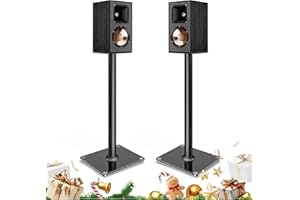 PEGZONE Speaker Stands Pair for Surround Sound,55 LBS Capacity,30.1 inch Floor Bookshlef Speaker Stands,Cable Management,Large Base,1 Pair,Black