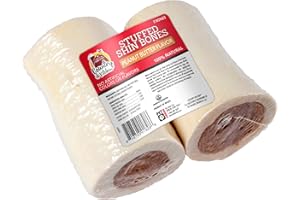 Country Kitchen Stuffed Shin Bone Peanut Butter Flavor Dog Treat, 100% Natural, Long Lasting, 2 Small Bones, 3-4 Inches