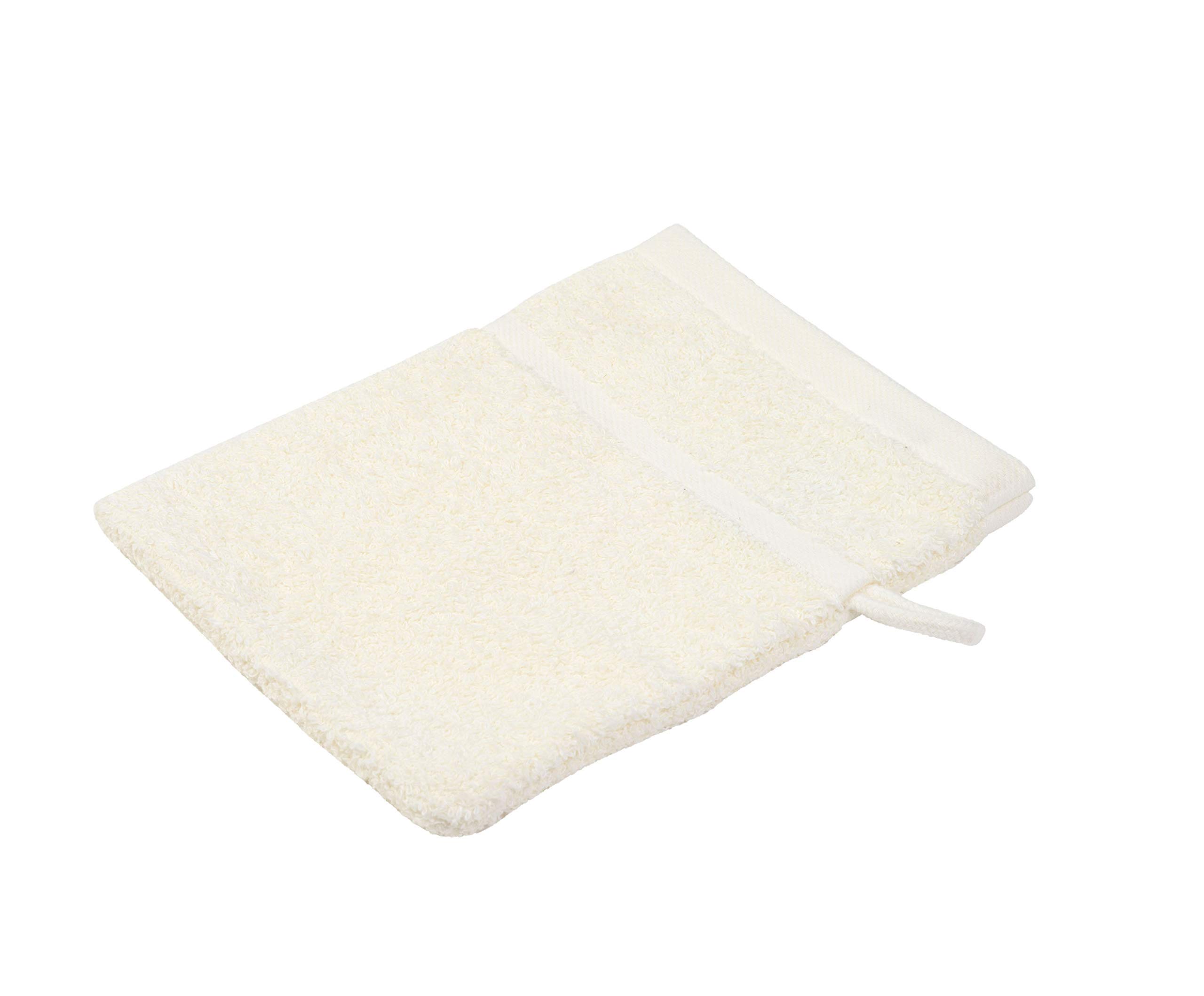 Gözze - Bath/Shower Glove/Mitt, Set of 4, Soft and Absorbent, 100% Cotton, 16 x 21 cm - Nature