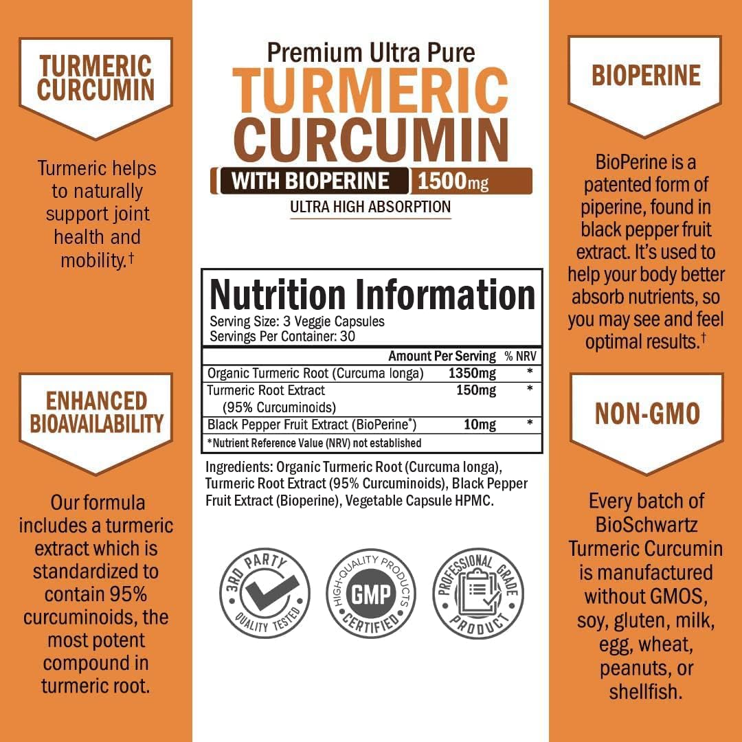 40 Billion CFU Daily Probiotic Supplement (1 Month Supply) Plus Turmeric Curcumin with Black Pepper Extract 1500mg Complex (1 Month Supply)