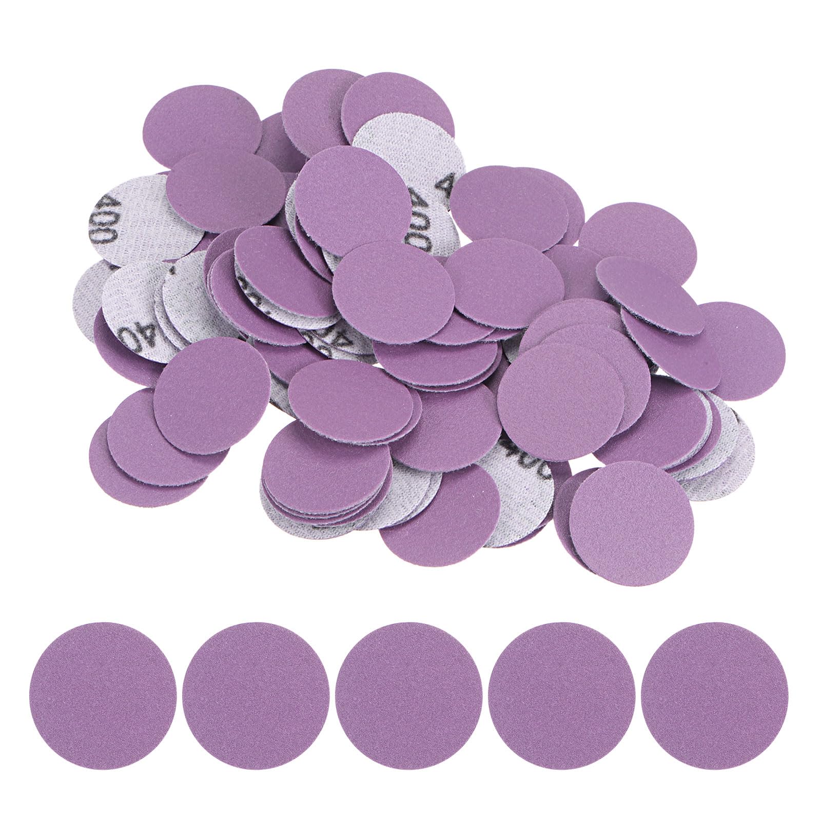 Kozelo 100pcs Premium Sanding Discs Hook and Loop - [1 Inch x 400 Grits] Purple Sandpapers Mini Size for Jewelry Wood Metal Polishing