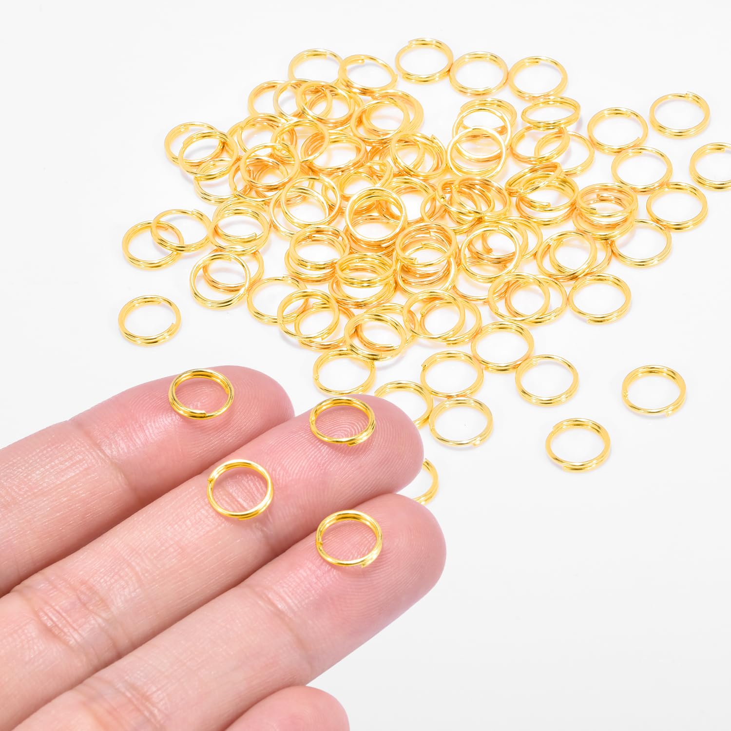 Photo 1 of 100pcs 8mm Tiny Split Ring for Jewelry Making, Double Loops Round Split Jump Rings Necklaces Bracelets Earrings Metal Mini Key Rings DIY Craft
