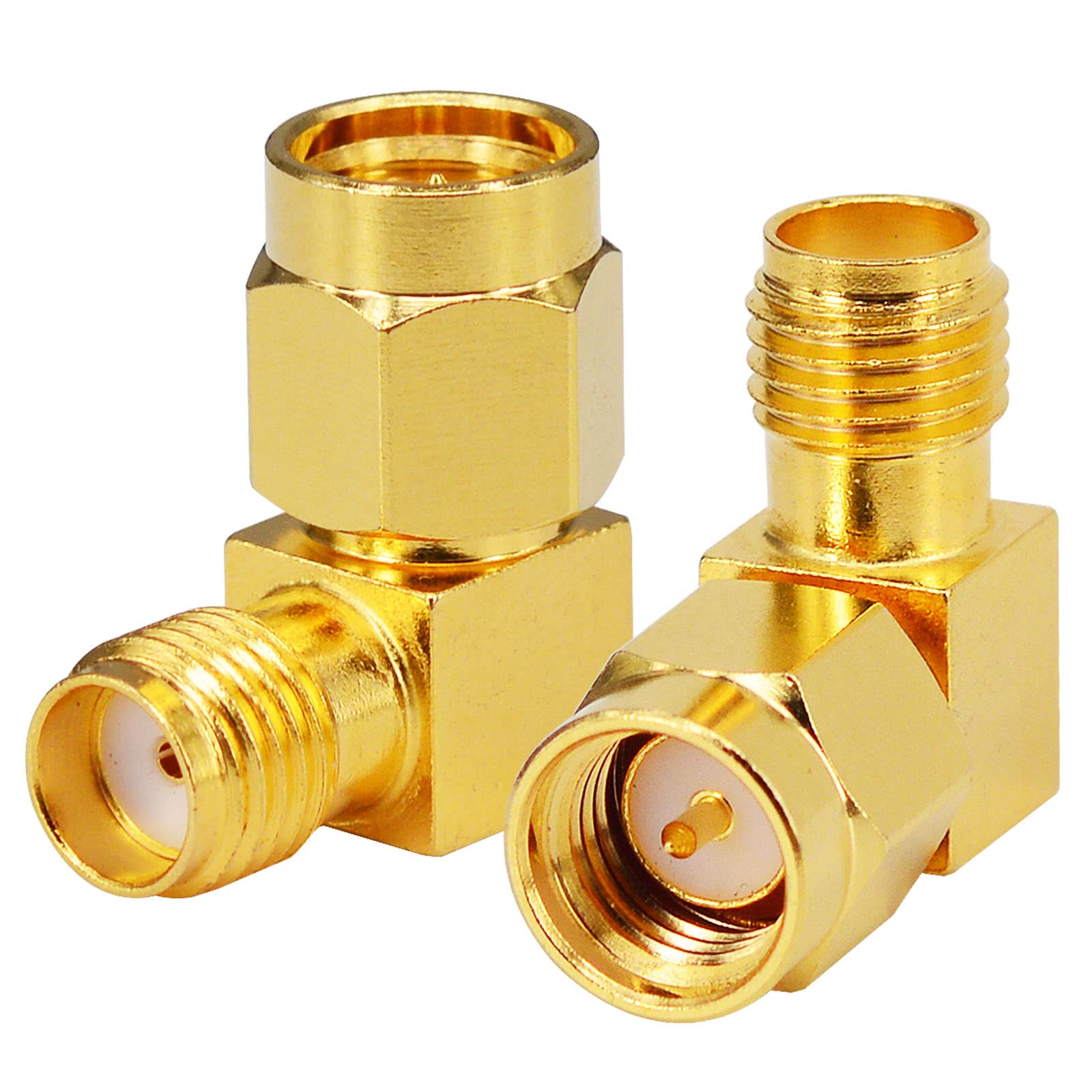 Pack of 2 RF Antenna Adapter SMA Male to SMA Female 90 Degree Right Angle Gold-Plated Connector for 2G 3G 4G LTE Antenna Goggles Hsdpa Huawei UMTS Mobile Broadband
