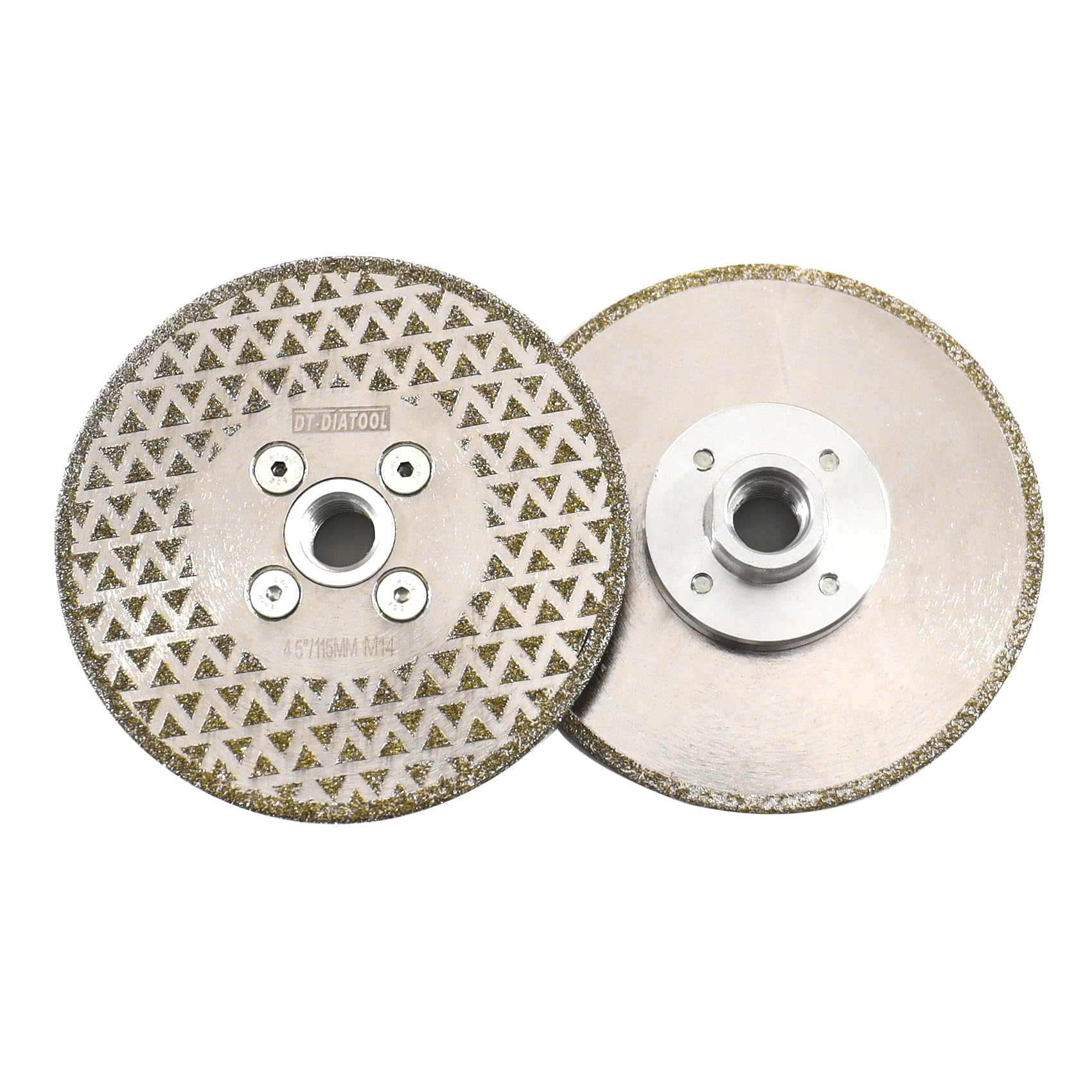 DT-DIATOOL Diamond Cutting and Grinding Discs 2PCS 4.5 Inch / 115mm x M14 Single Side Coated Electroplated for Granite Tile Marble Stone