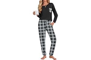 Ekouaer Womens Pajamas Set Long Sleeve Christmas PJ Sets Soft Lounge Set for Women Sleepwear Joggers with Pockets