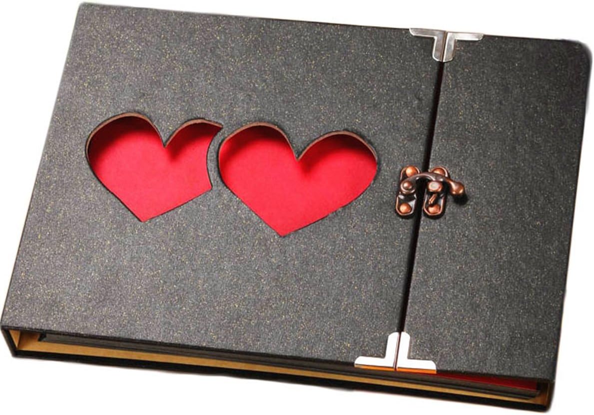 ARHSSZY 10inch Hollowed Heart Photo Album Memory Pictures Storage Holder Case Scrapbook Cover DIY Craft Wedding Graduation Birthday Baby Photo Ablum