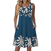 Zeagoo Summer Dresses for Women 2026 Sleeveless Casual Floral Tshirt Sundress with Pockets Loose Tank Beach Dress