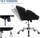 Yaheetech Faux Leather Desk Chair Velvet Flower Armrest Swivel Black view 4