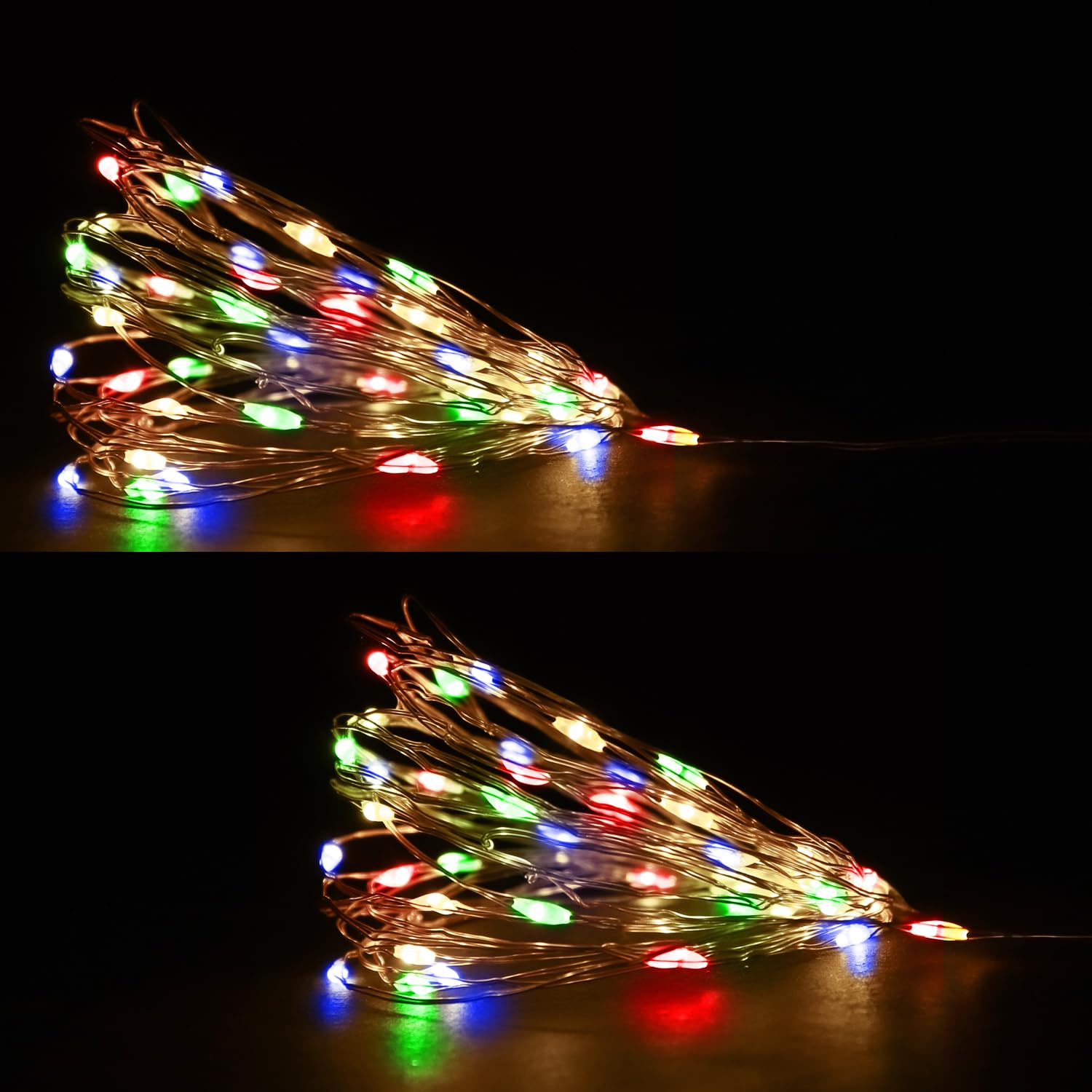 ANSIO® Christmas Lights 2 x 100 LED Multicoloured Copper Wire Fairy Lights, Indoor Use Christmas Tree Lights for Christmas Decorations Garden & Party with Remote – USB Powered