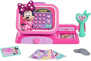 Disney Junior Minnie Mouse Bowtique Cash Register with Sounds, Dress Up and Pretend Play, Kids Toys for Ages 3 Up, Amazon Exclusive by Just Play