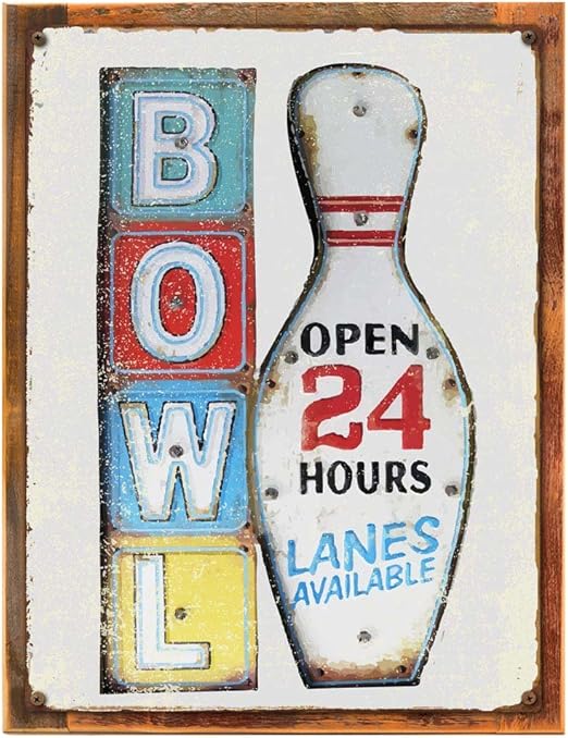 Amazon Com Wood Framed Bowl 24 Hours Metal Sign Retro Decor