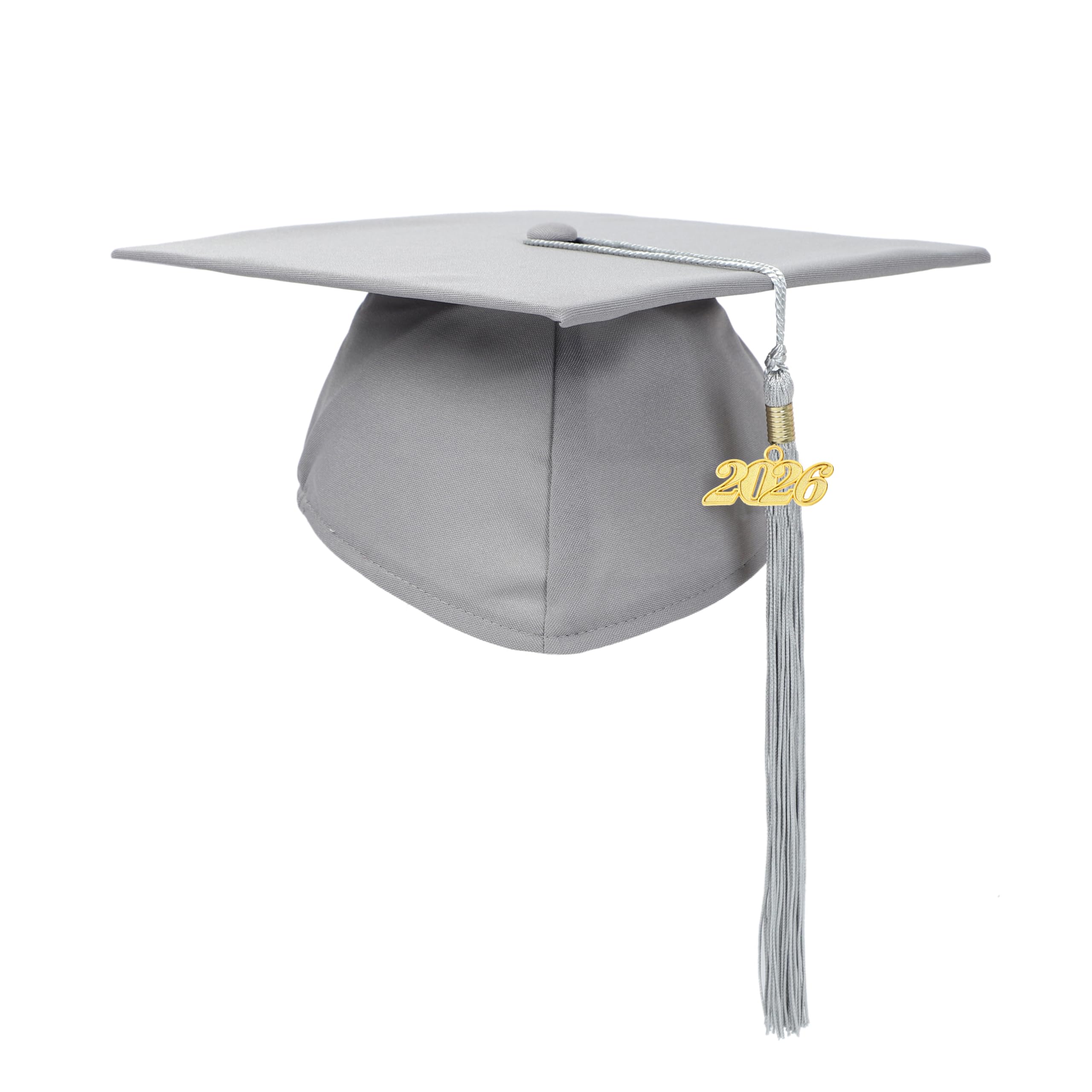 Photo 1 of ***2 PACK***FtyFty Unisex Adult Matte Graduation Cap with Tassel Year Charm (Grey)