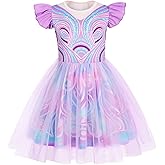 Marendyee Good Witch Dress for Girls Purple Witches Costume Kids Halloween Christmas Tulle Mesh Dresses