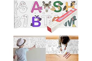 XEFINAL Children's Drawing Roll, Coloring Paper Roll for Kids Gift,120 * 11.8 Inches DIY Painting Drawing Paper Roll, Sticky Drawing Paper Roll, Early Educational Toys for Kids (Number Letter)