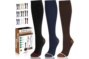 NEWZILL Copper Compression Socks 15-20mmHg for Men & Women, Medical Athletic Support for Edema, Running & Business