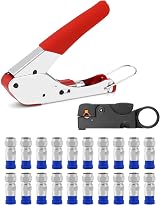 QWORK 22PCS Coax Cable Crimping Tool Set with Stripper and F Connectors view 7