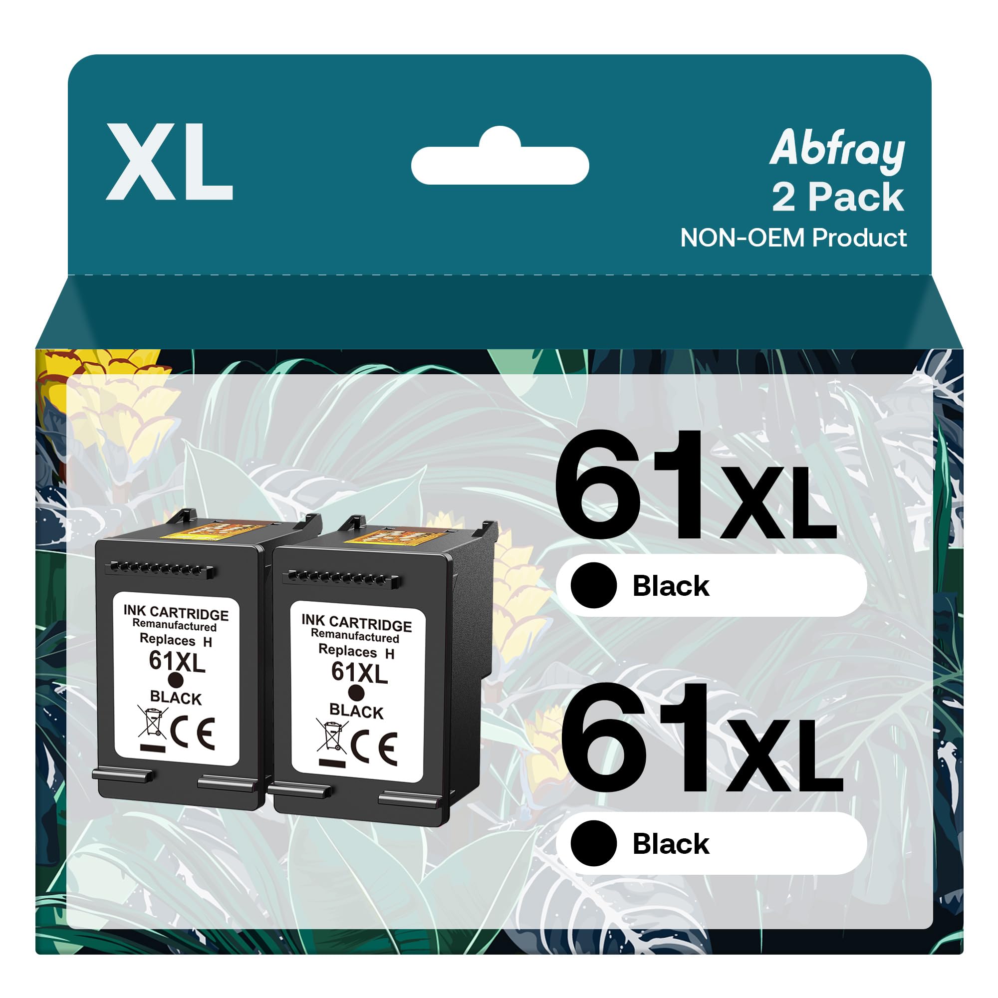 Photo 1 of 61XL Black Ink Cartridge for HP Ink 61 XL Replacement for HP61 HP61XL 2 Pack for Envy 4500 5530 4502 4501 5535 OfficeJet 4630 4635 DeskJet 3050 3510 2540 2542 1000 1010 Printer(2 Black High Yield)