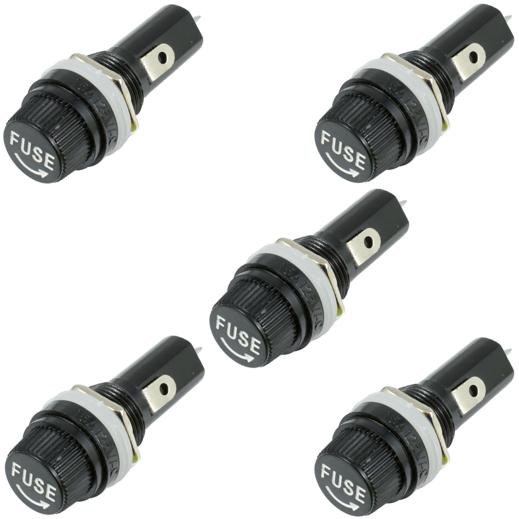 5 x Panel Mount Chassis Fuse Holder for 6x30mm Glass Fuses 10A 250V