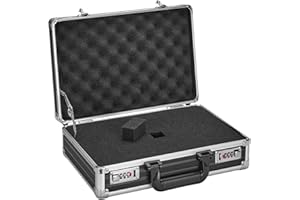 Vilcjson 14 Inch Hard Case with Foam - Hard Carrying Case with Customizable Diced Foam, Dual Combination Locks, Aluminum Alloy Frame Lock Box for Wireless Mic & Camera Gear Storage, Black