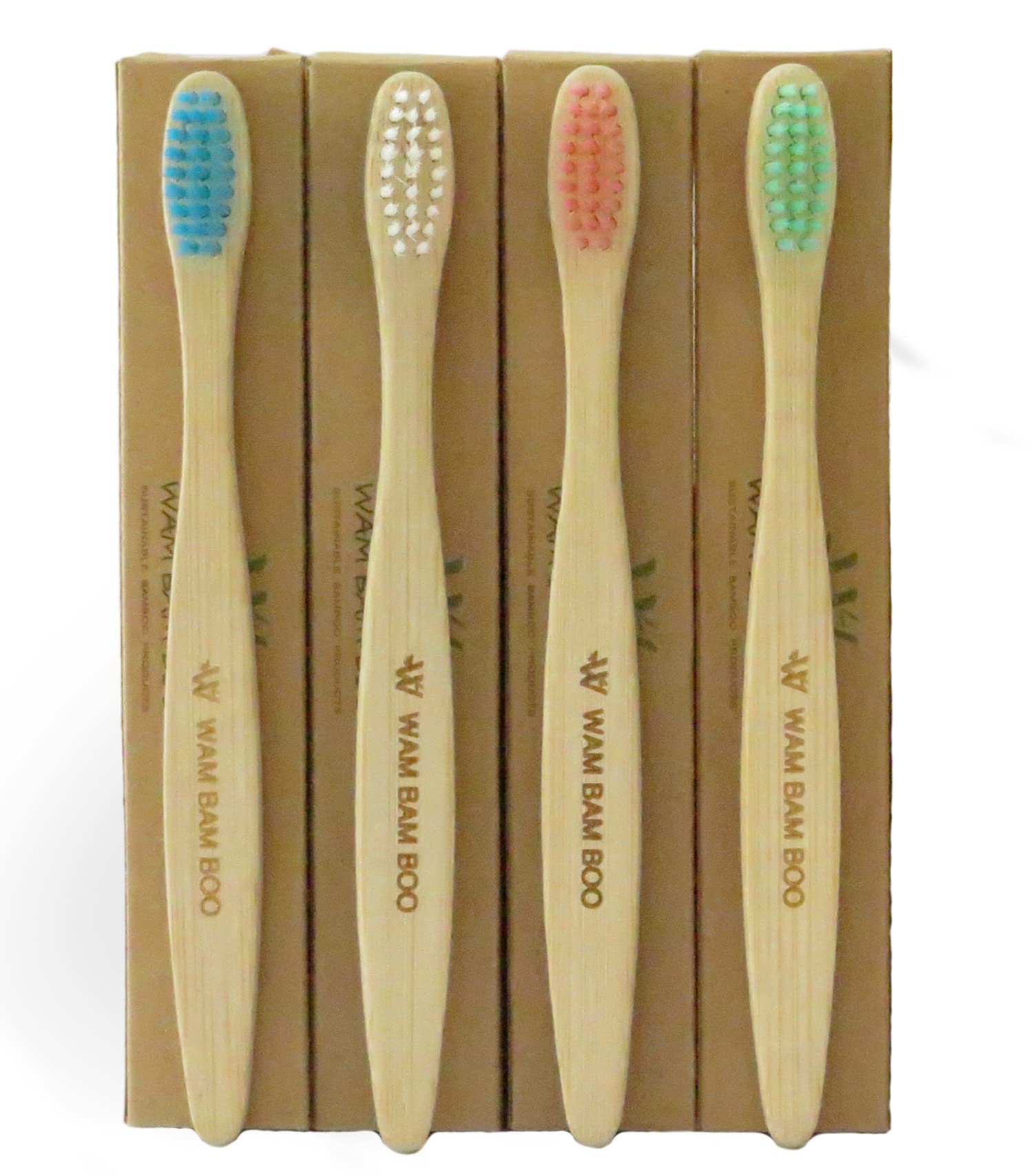 Bamboo Toothbrushes Kids Pack of 4 Kids Bamboo Toothbrushes, Biodegradeable Toddler and Children toothbrushes, ECO Friendly Products, Vegan Friendly, Soft to Medium Bristles