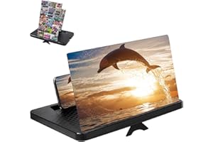 BWEEOUTG 14" Screen Magnifier for Cell Phone, Portable 3D HD Magnifying Projector Screen Enlarger for Movies, Short Videos Gaming Foldable Phone Stand with Screen Amplifier Compatible with All Smartphones