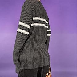 Women Y2K Argyle Striped Pullover Sweater Casual