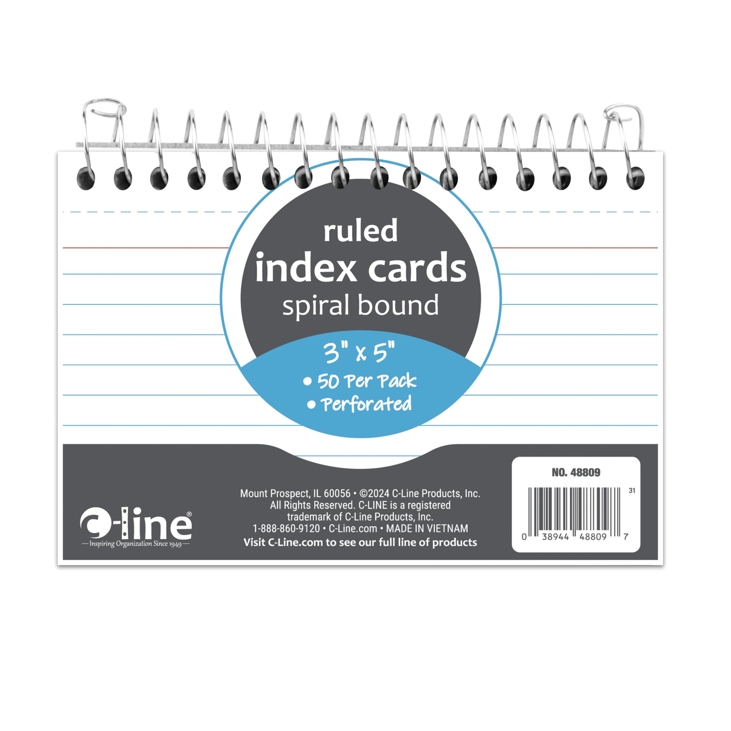 Photo 1 of C-Line 3” x 5” Spiral Bound Index Card Notebook, Ruled, 50/PK (48809)