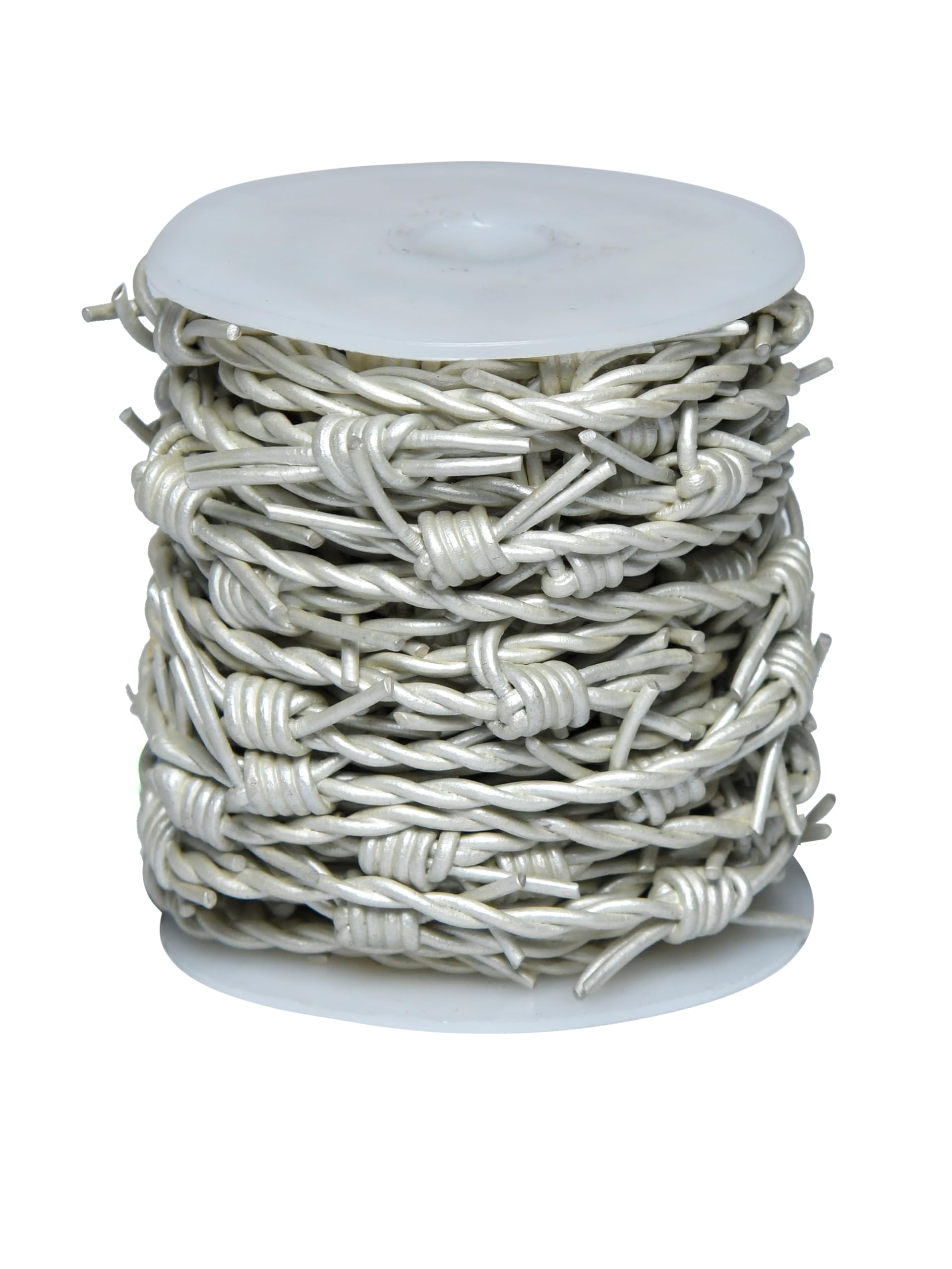 Artificial Barbed Wire Ribbon Trim Real Leather Cord for Party Home Decoration, Gift Boxes, DIY Crafts - 33 Feet Spool by Cords Essentials (Pearl)