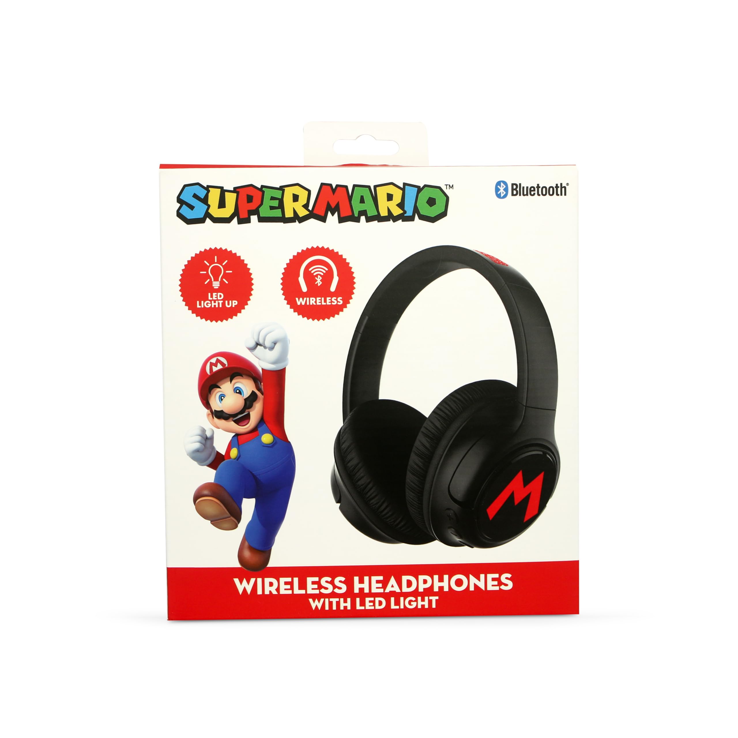 OTL Technologies SM1255 Super Mario LED Light Up Foldable Wireless Headphones Black