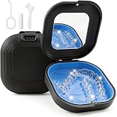 Retainer Case with Mirror, Aligner Case with Vent Holes for Invisalign | Built-in Mirror &bull; Breathable Ventilation &bull; Removable Silicone Liner &bull;Fits Invisalign, Aligners &bull; Removal Tool &amp; Seater