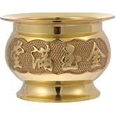 HEALLILY Retro Copper Incense Burner 3.93X3.93X2.67In Elegant Home Decor Buddhist Censer with Bowl Design for Relaxation and Meditation
