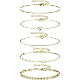 Dochais Gold Bracelets for Women Trendy 14k Gold-Plated Stackable Dainty Bracelet Adjustable Charm Paperclip Cuban Link Chain Tarnish Free Accessories Gifts