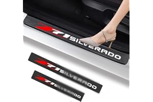 QZTYTY 4PCS Carbon Fiber for Silverado Accessories Door Sill Protector Door Sill Scuff Plate Threshold Guard Cover Trim Reflective Automotive Door Sill Sticker