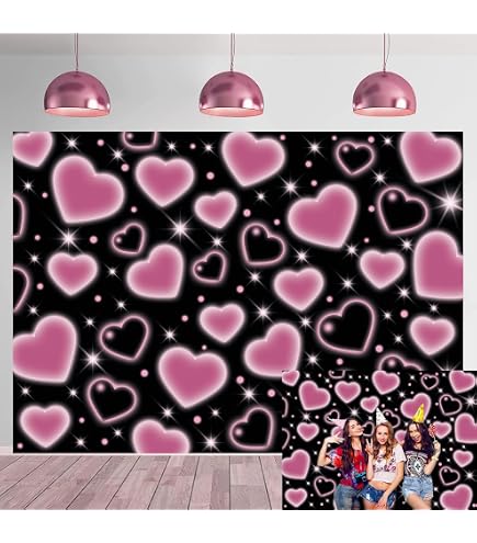 Foto-Hintergrund 3x3 M Mit Schwarzen Herzen – Old School Design Für Partys, Valentinstag, Geburtstage