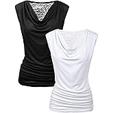 Zeagoo Womens Tank Tops 2 Pack Trendy Going Out Tops Sleeveless Shirts Ruched Business Casual Basic Tunic Tops Outfits