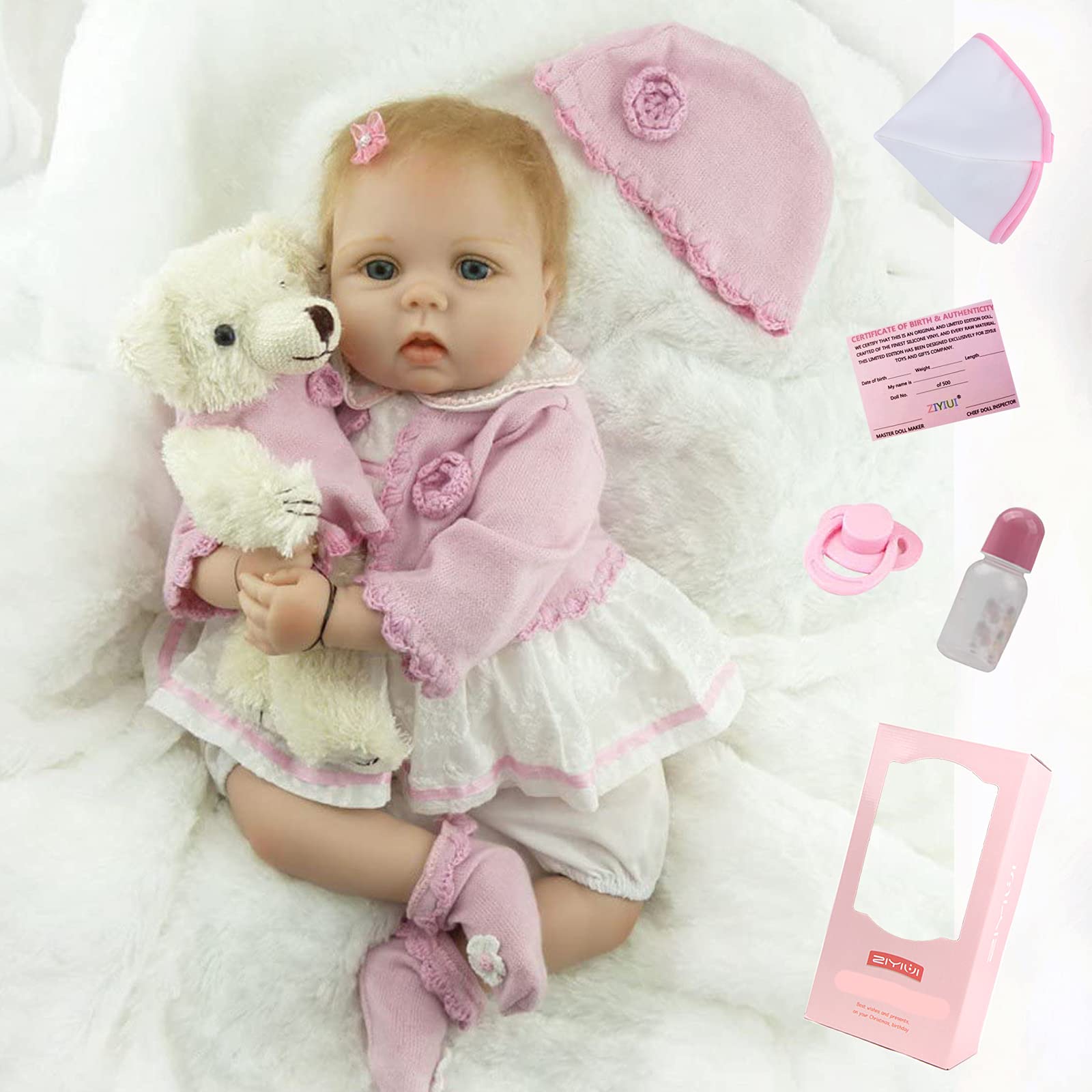 ZIYIUI Reborn Baby Dolls 22''/55cm That Looks Real Life Soft Silicone Vinyl Reborn Dolls Reborn Lifelike Toddler Girls Handmade Boy Girl Toy