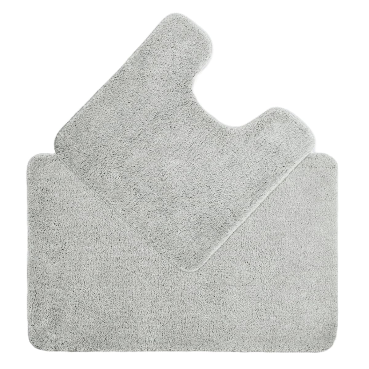 Allure Luxury Two Piece Bath & Toilet Mat Set, Non-Slip, Deep Pile Soft & Absorbent Microfibre, Quick Dry, Easy Care (Dove Grey)