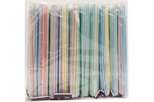 FOREVERIE 1000 Counts Value Pack Plastic Bendable Drinking Straws Flexible, Diameter 5 MM Length 21 CM (8.27 Inches), Assorte