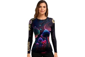 Women's Compression Sports Shirts Long Sleeve Quick Dry Baselayer Digital Print Athletic Tops for Gym Yoga Running