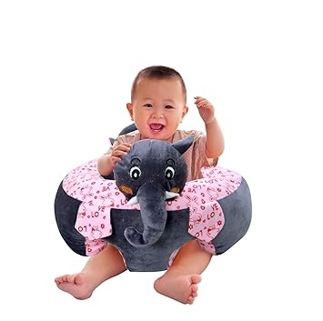 Besties Baby Soft Plush Cushion Cotton Baby Sofa Seat Infant Safety Car Chair Learn to Sit Stool Training Kids Support Sitting for Dining (Elephant Sofa Elephant Color)