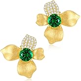 LEONIDS 14K Gold Stud Earrings for Women | Moissanite or Lab-Grown Emerald Earrings Non Tarnish | Birthday Jewelry Gifts for Mom Wife (925 Sterling Silver Base)