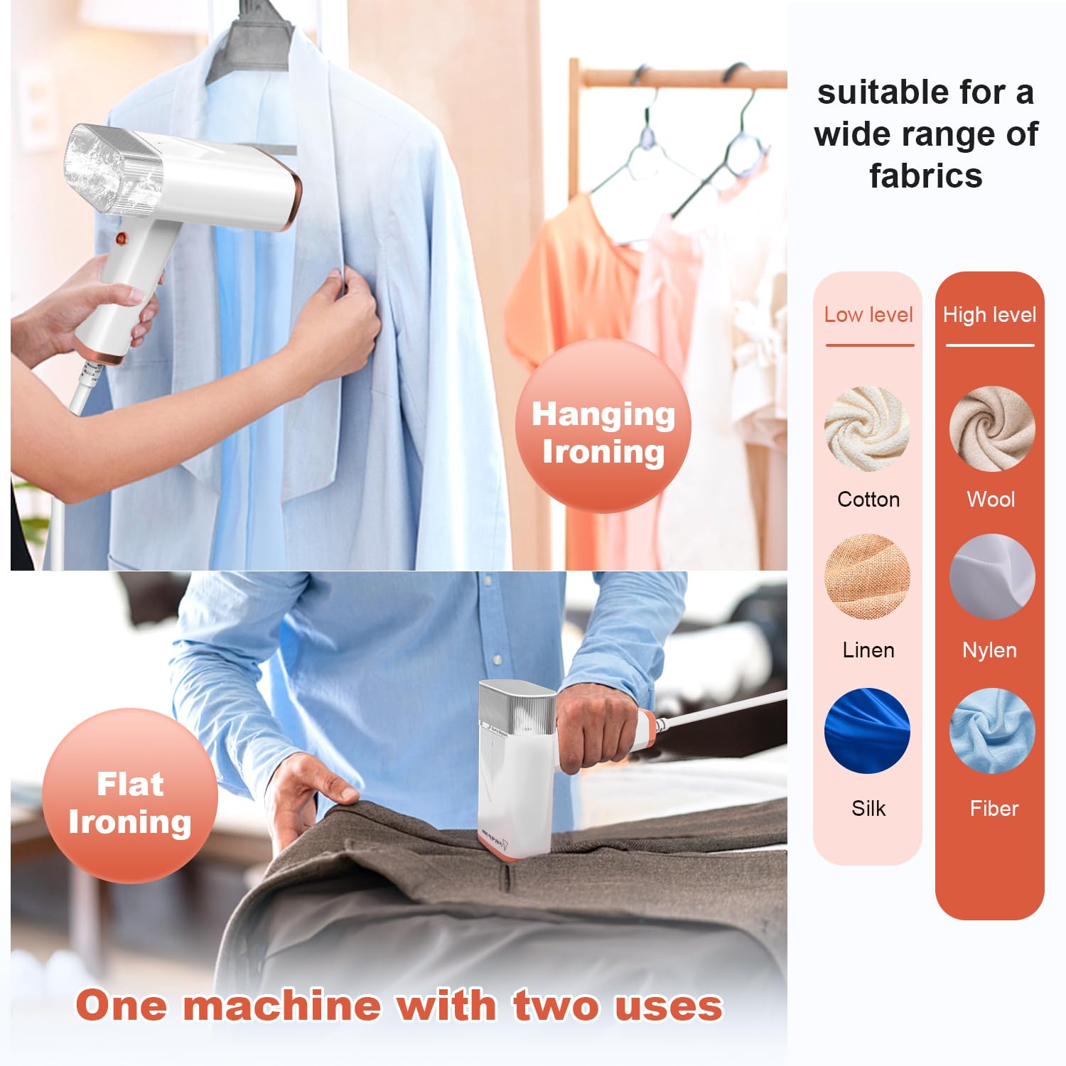 Foldable Handheld Steamer for Clothes, 1000W 20S Fast Heat-up Portable Garment Steamer with Brush and Measure cup, Clothes Steamer Fabric Wrinkle Remover with a Storage bag for Home Office Travel
