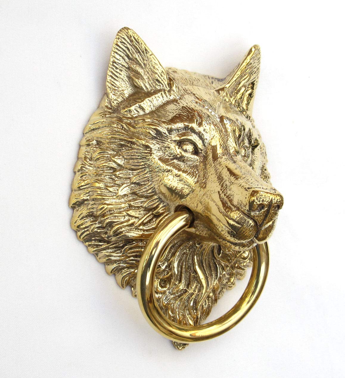 Castelion® Solid Brass Wolf Door Knocker 16cm (6.3")