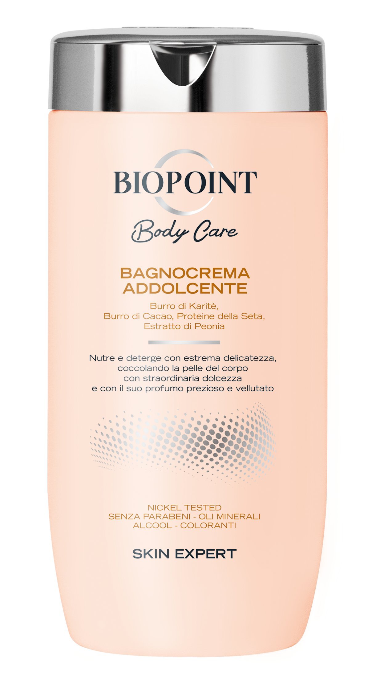 Biopoint - Soothing Bath Cream, Gentle Shower Cleanser with Nourishing Action, with Silk Protein and Peony Extract, Gives a Soft and Scented Skin, 400 ml