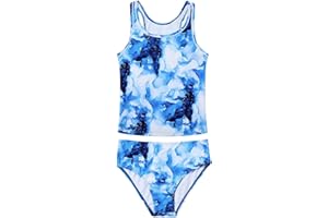 Durio Girls Two Piece Tankini Sets Swimsuit Kids Summer Cute Bathing Suit Swimwear Swimming Suit 6-15 Years
