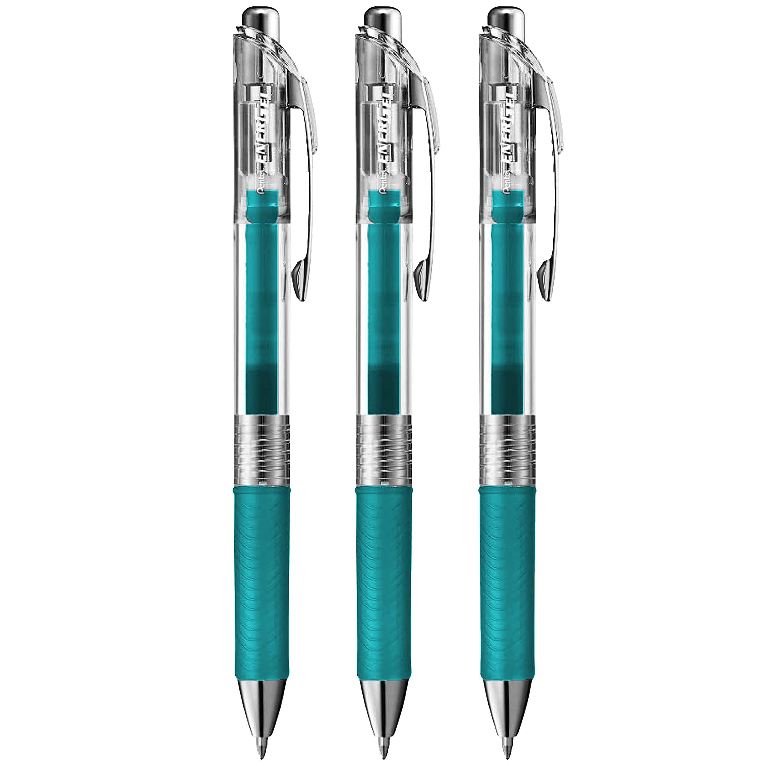 Pentel EnerGel Pure BL77TLE - Retractable Liquid Gel Ink Pen - 0.7mm - Turquoise - Pack of 3