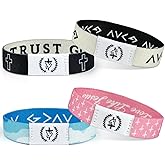 Pinsit Bible Verse Bracelets, 4PCS Christian Bracelets, Elastic Jesus Bracelet with NFC Scan for Women Men Teens Gifts