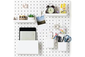 VUSIGN Peg Board Combination Kit, 22"x22" Pegboards and Accessories for Wall Organization with Two Installation Modes, Pegboard Wall Organizer for Office, Home, Desk,White Peg Board