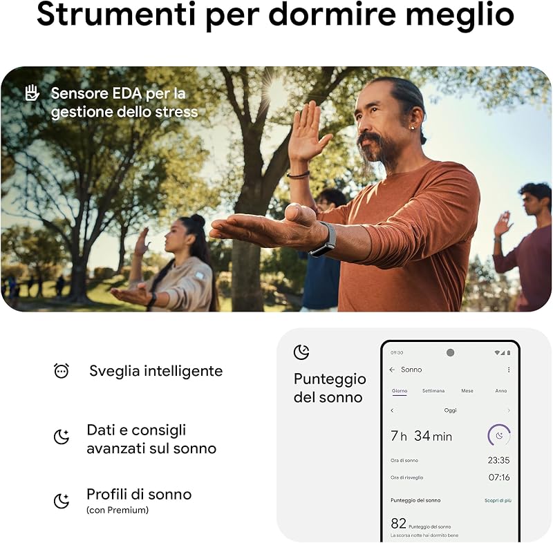 Google Fitbit Charge 6 Activity tracker con abbonamento Google Health Premium di 3 mesi incluso, 7 giorni di durata della batteria, Alluminio Corallo/Oro Champagne