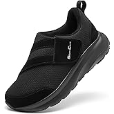 SILENTCARE Diabetic Shoes for Men Wide Toe Box Slip-on Shoes for Swollen Feet Adjustable Walking Shoes for Elderly Foot Pain Relief Neuropathy